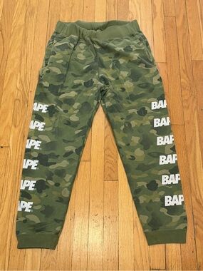 Bape Green Camo Logo Joggers